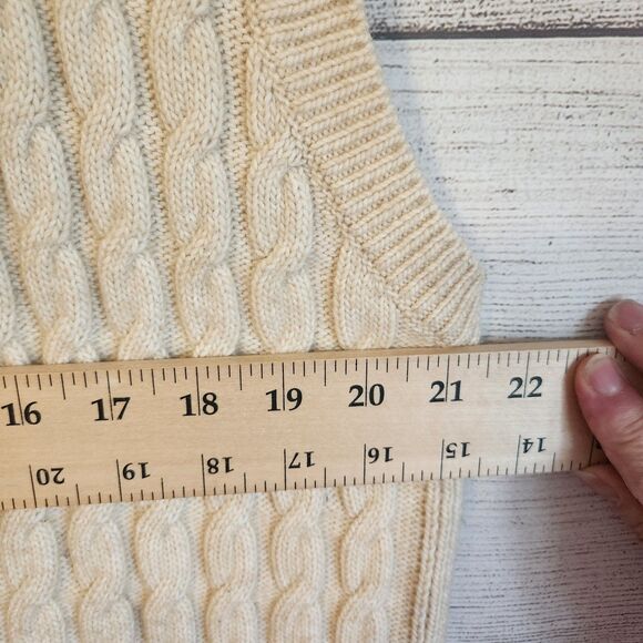 H&M mens medium cream grandpa chunky cable knit pullover vest sweater - Picture 6 of 8